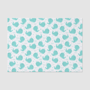 Papel De Seda Sob o mar, baleias azuis nadando e se divertindo