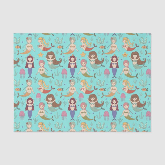 Papel De Seda Sob o Mar, Sereia Feliz Fazendo O Que As Sereias F (Frente )