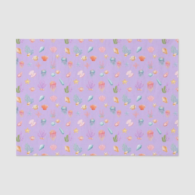 Papel De Seda Sob O Padrão Do Mar (Frente )