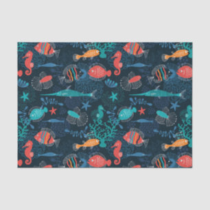 Papel De Seda Sob os peixes de mar