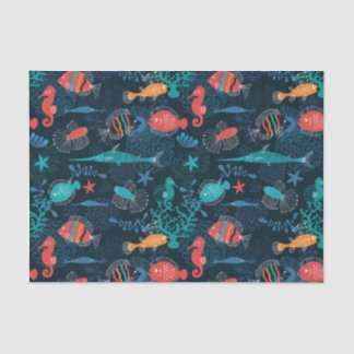 Papel De Seda Sob os peixes de mar