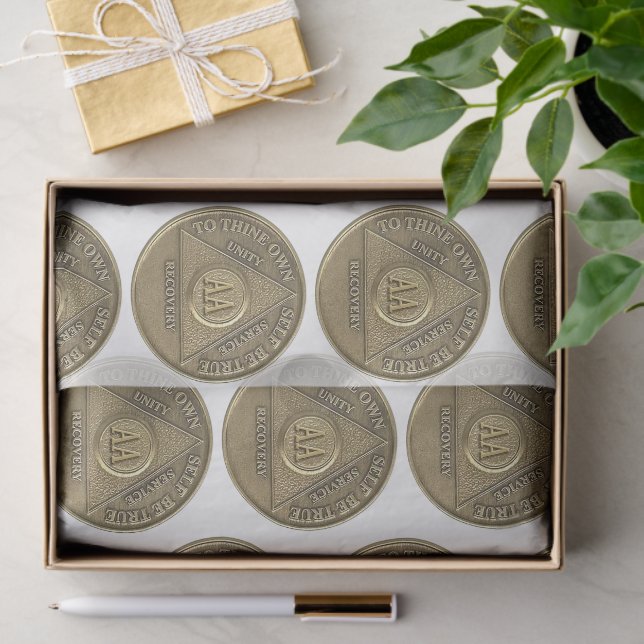 Papel De Seda Sober Recovery Anniversário AA em branco de moeda (Presente)