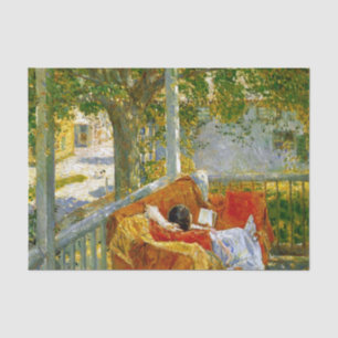 Papel De Seda Sofá no Porch, Cos Cob de Frederick Hassam