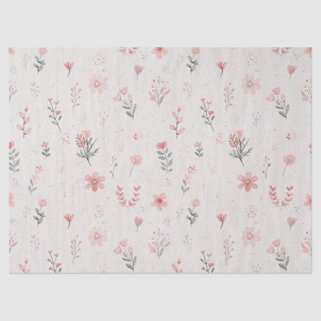 Papel De Seda Soft Blush Floral Pattern Tissue Paper (Frente )