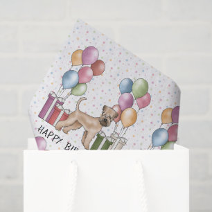 Papel De Seda Soft-Coated Wheaten Terrier Pastel Feliz Aniversár