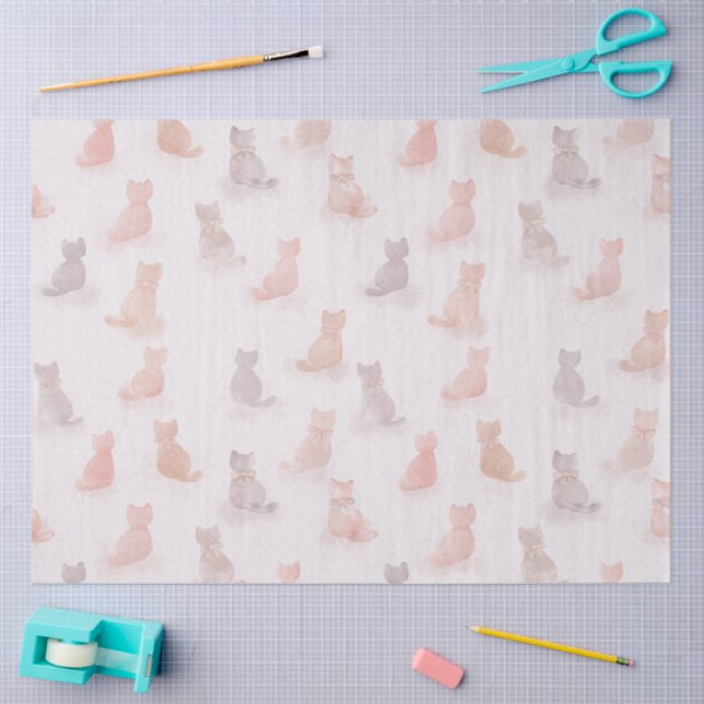 Papel De Seda Soft Pastel Cat Tissue Paper (Arte )