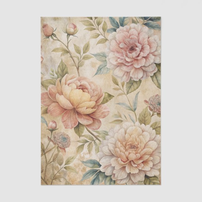 Papel De Seda Soft Pastel Peony Floral Pattern (Frente )