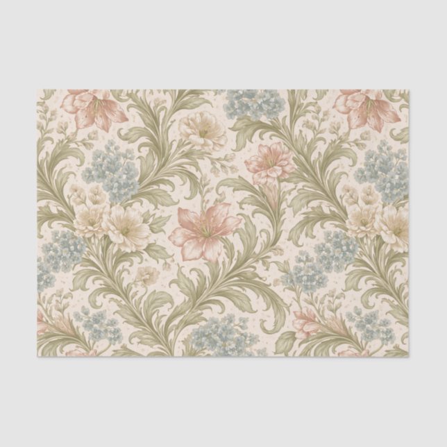 Papel De Seda Soft Scrollwork Garden Floral Pattern (Frente )