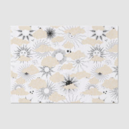 Papel De Seda Sois negros estilizados atrás de nuvens texturizad