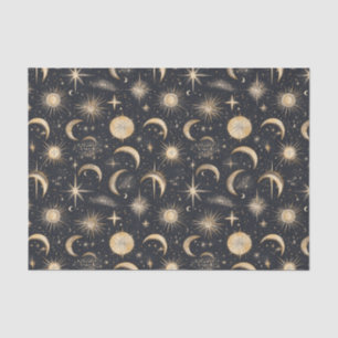 Papel De Seda Sol Celestial Lua e Estrelas Céu Noturno