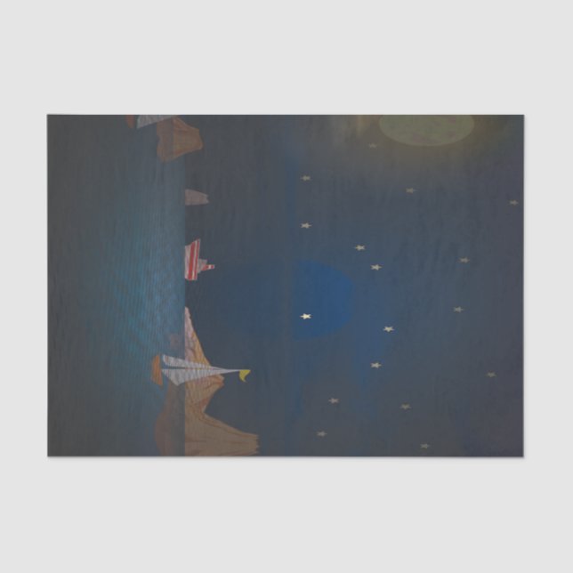 Papel De Seda Sol e lua atrás de barcos (Frente )