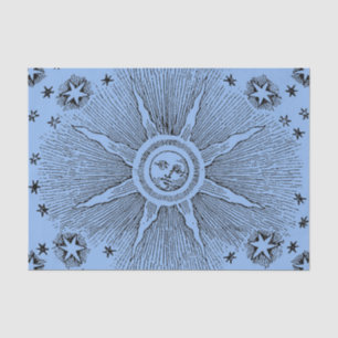 Papel De Seda Sol Estrelas Antigo Céu Noturno Zodíaco Medieval