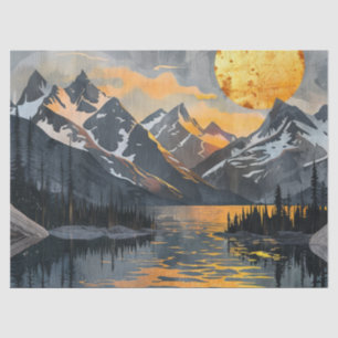 Papel De Seda Sol ouro Sobre Montanhas Snowy - Boho Wilderness