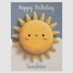 Papel De Seda Sol Texturizado Fofo com Rosto Sorridente e Texto