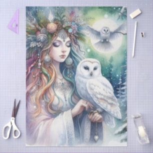 Papel De Seda Solstício de Inverno  Deusa da Floresta e Coruja
