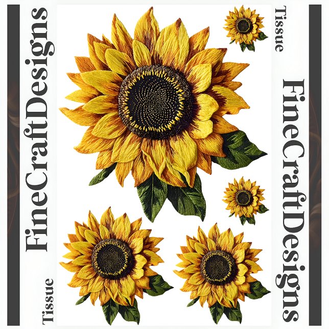 Papel De Seda Solteiro de dissociação Sunflower Faux Bordados R  (Criador carregado)
