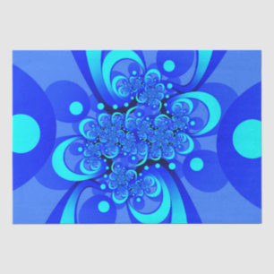 Papel De Seda Sombras da Arte Fractal Abstrato Moderna Azul