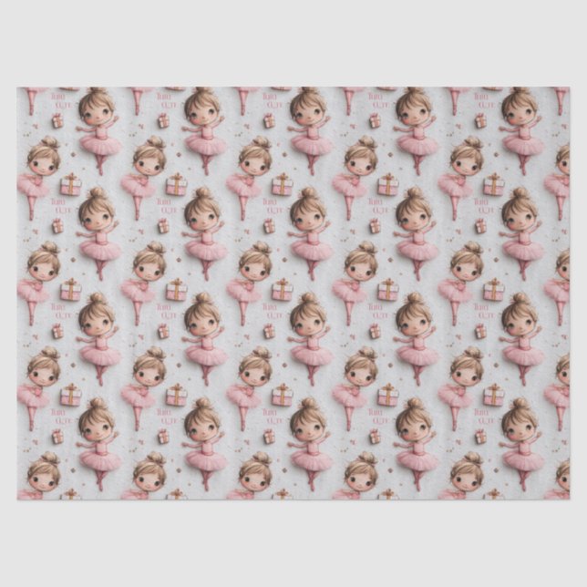 Papel De Seda Sonho de Bailarina Rosa com Tutus (Frente )