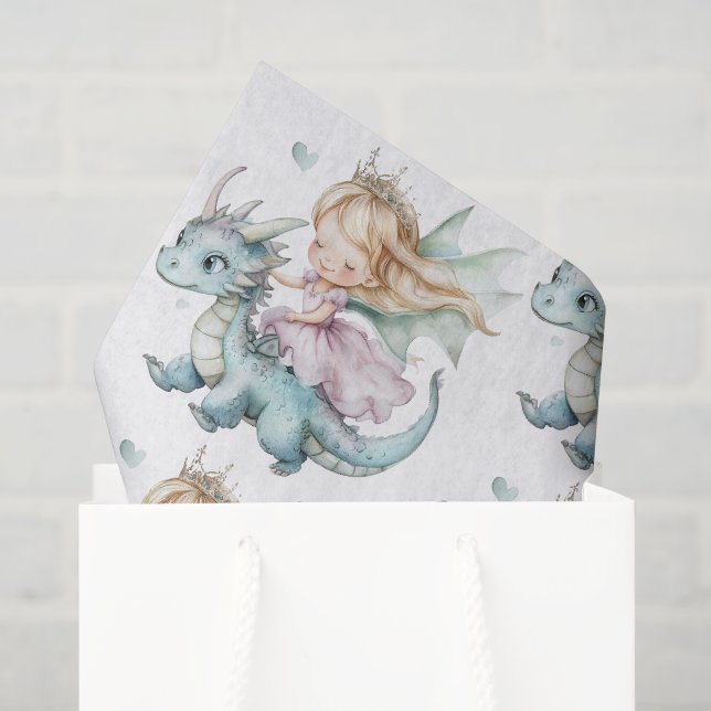 Papel De Seda Sonho de Conto de Fadas Dragão Rosa Chã de Bebê Pr (Sacola de presentes)