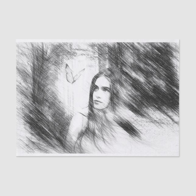 Papel De Seda Sonhos de Borboleta no Carvão (Frente )