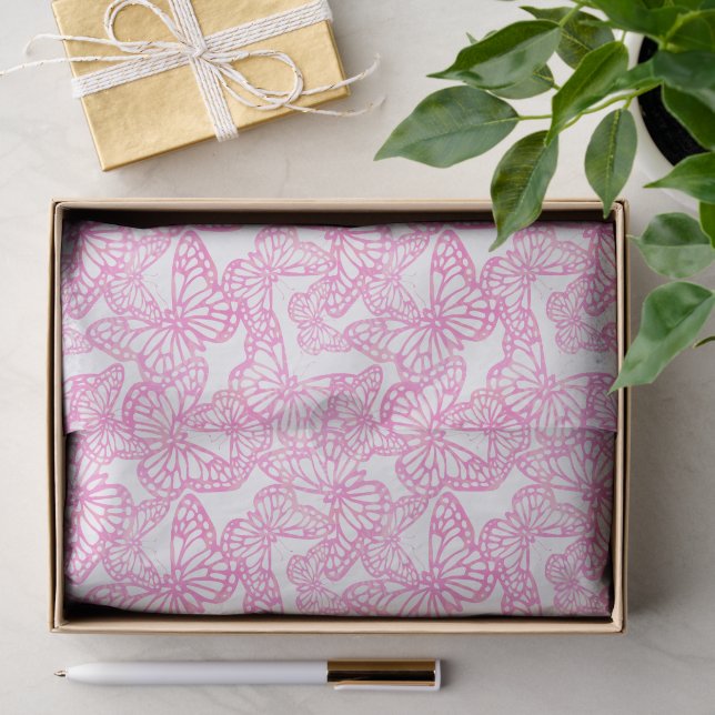 Papel De Seda Sonhos De Borboletas (Rosa) (Presente)