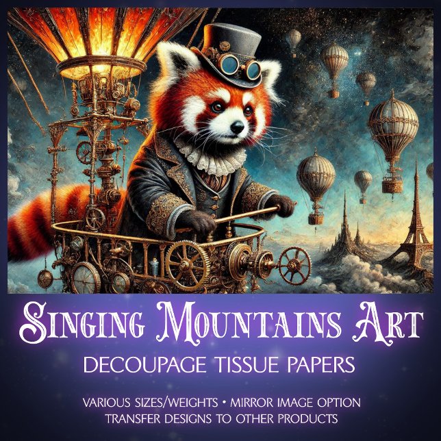 Papel De Seda Sonhos de Panda Vermelho Vitoriano Steampunk em De (Criador carregado)