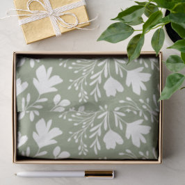 Papel De Seda Sonhos de Prado Floral Silhuetas Botânicas sálvia
