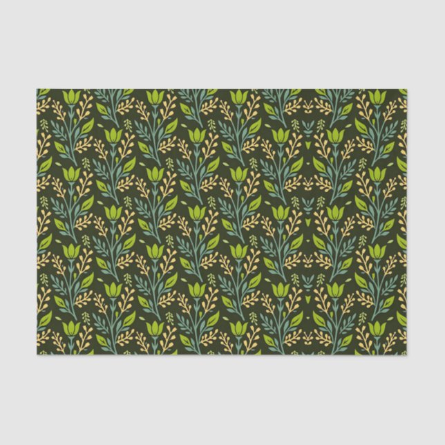 Papel De Seda Sophisticated blue & beige floral pattern design  (Frente )
