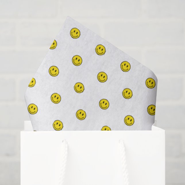 Papel De Seda Sorria Bolinhas Emojis Feliz Amarelo (Sacola de presentes)