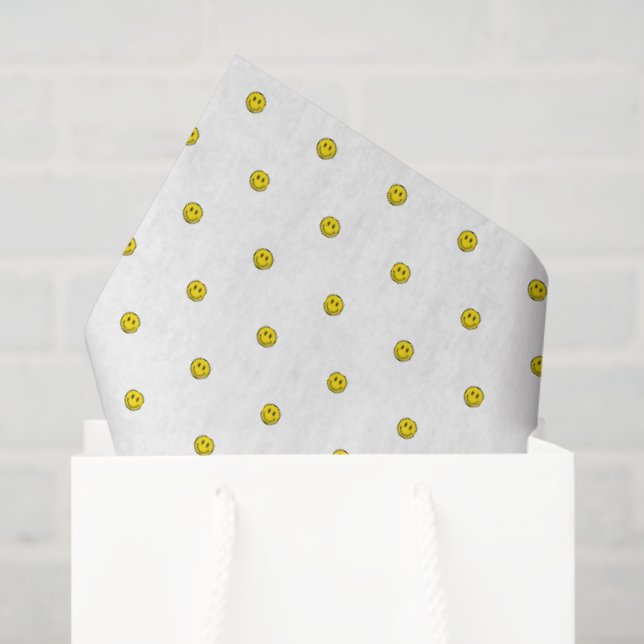 Papel De Seda Sorria Bolinhas Emojis Feliz Amarelo (Sacola de presentes)