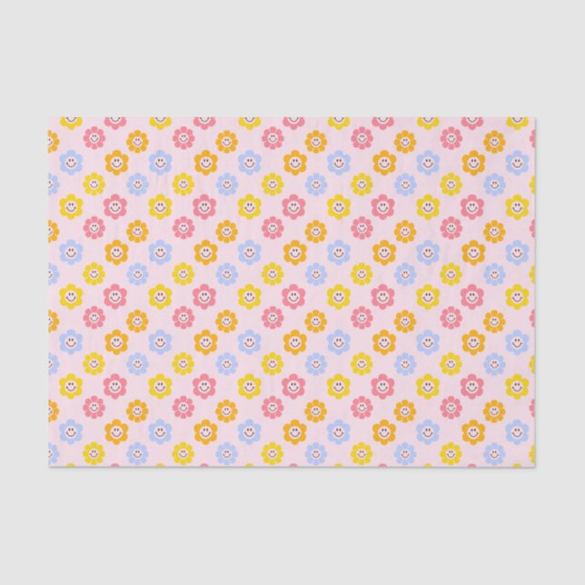 Papel De Seda Sorria Daisy Cute Groovy Retro (Frente )