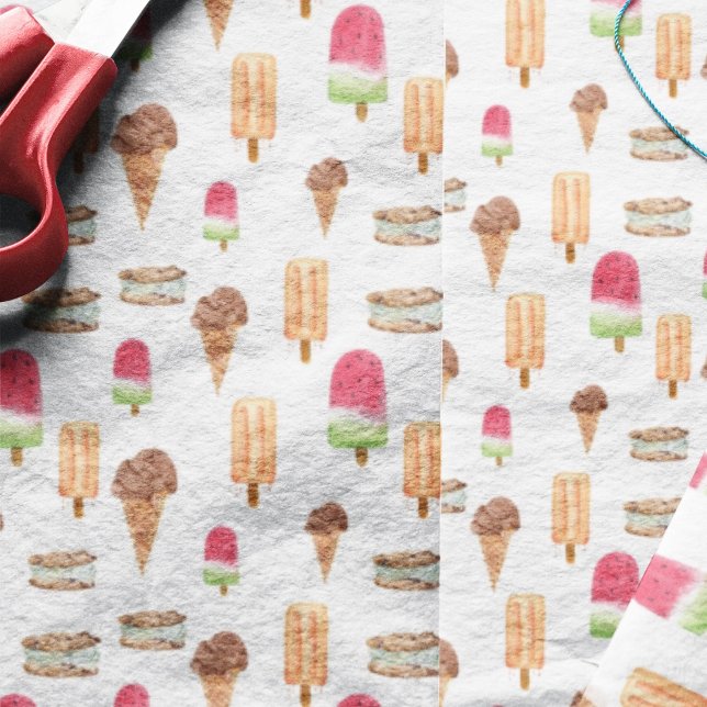 Papel De Seda Sorvete de Aquarela & Picolés Pipoca (Criador carregado)