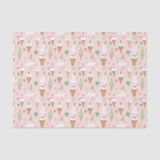 Papel De Seda Sorvete de Snowman Cones Padrão de Natal (Frente )