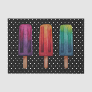 Papel De Seda Sorvetes bonitos do Popsicle da aguarela