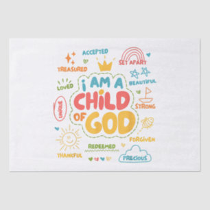 Papel De Seda Sou Criança de Deus, Retro Cristão Jesus Faith De