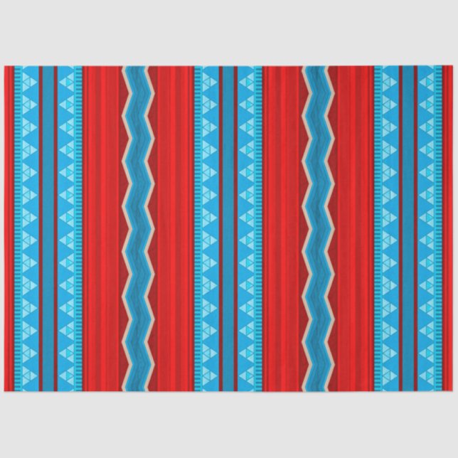 Papel De Seda Southwest River Canyon Geometric Red Turquoise (Frente )