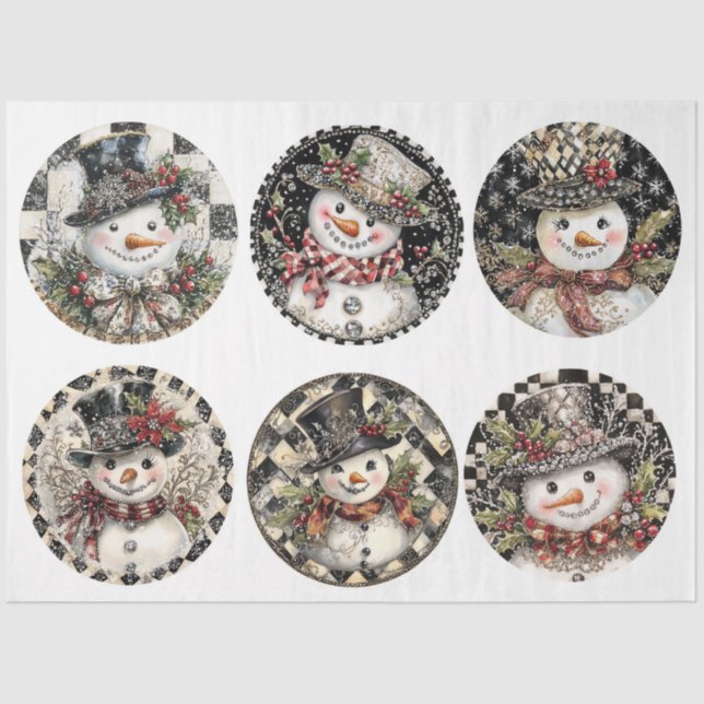 Papel De Seda Sparkle Snowman Rounds (Frente )
