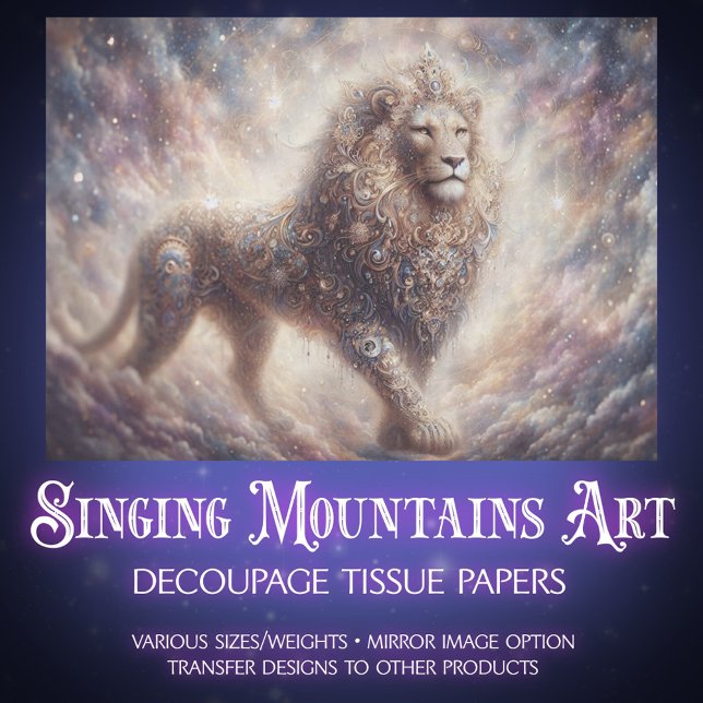 Papel De Seda Sparkling Celestial Lion Spirit Decoupage (Criador carregado)