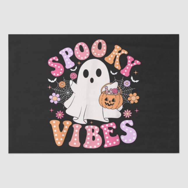 Papel De Seda Spookes Vibes Ghost Retro Groovy Halloween (Frente )