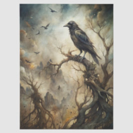 Papel De Seda Spooky Haunting Fantasy Gothic Raven 
