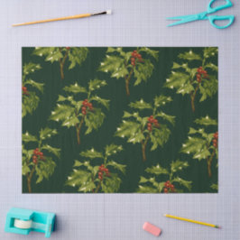 Papel De Seda Sprig of Holly Christmas Red Berry 