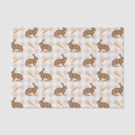 Papel De Seda Spring Hare And Carrots Beige Gingham Easter
