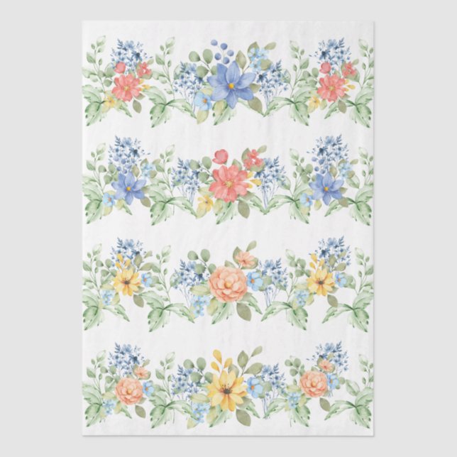 Papel De Seda Spring Pastel Florals Decoupage Paper (Frente )