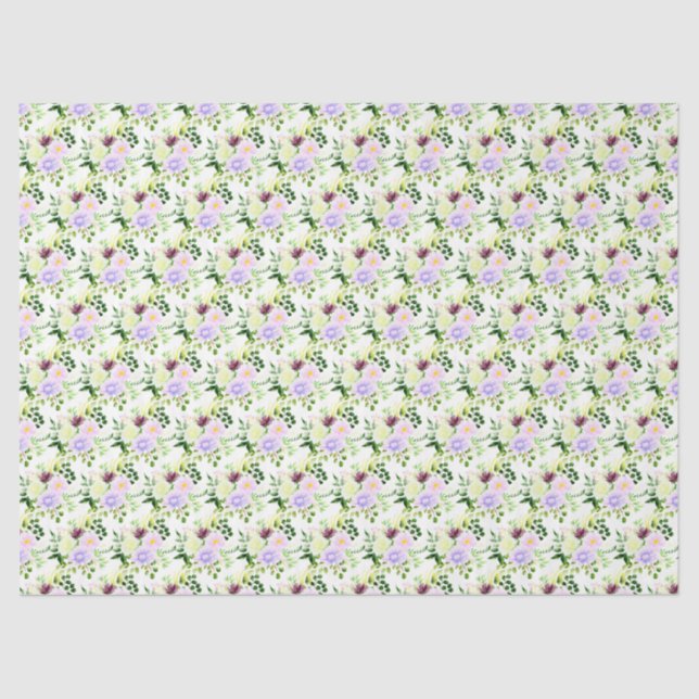 Papel De Seda Spring Purple Flowers with Foliage (Frente )