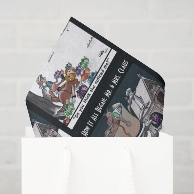 Papel De Seda Sr. e Sra. Claus Como Tudo Começou (Sacola de presentes)