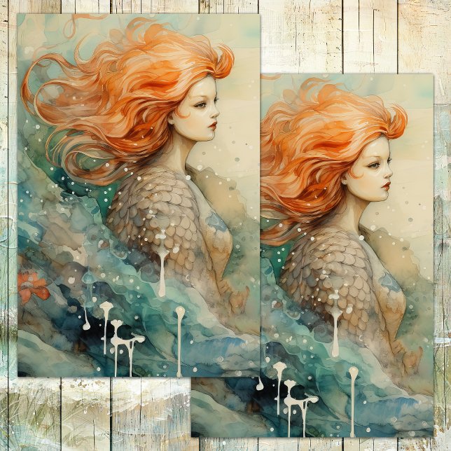 PAPEL DE SEDA SREN OF THE SEA MERMAID DECOUPAGE (SIREN OF THE SEA MERMAID DECOUPAGE TISSUE PAPER)