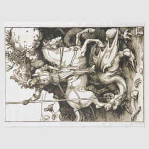 Papel De Seda ST GEORGE E DRAGÃO, branco preto