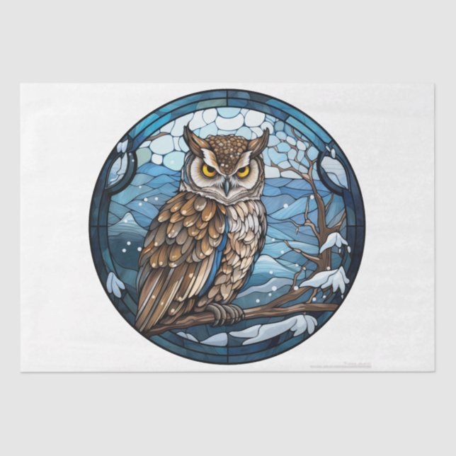 Papel De Seda Stained Glass Owl (Frente )