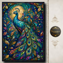 Papel De Seda Stained Glass Peacock Decoupage