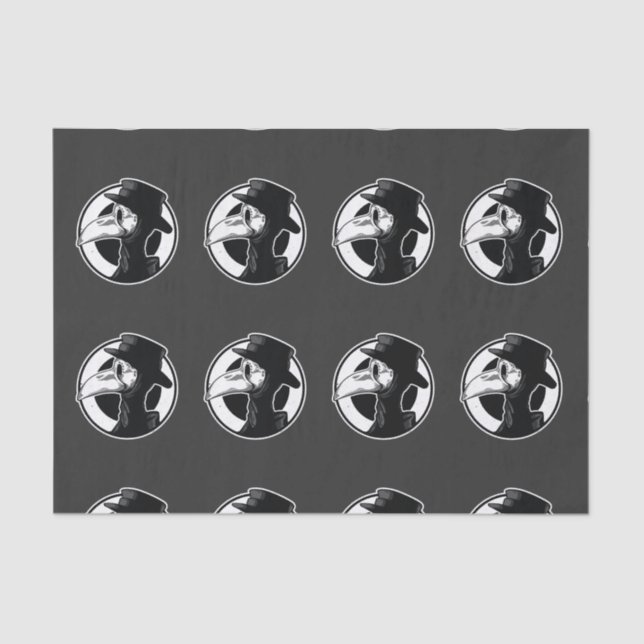 Papel De Seda Stampunk Plague Doctor Bird Mask B/W (Frente )